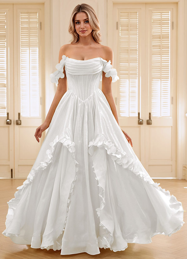 Elysia Elfenbein Korsett-Strass-Abendkleid aus durchsichtiger Spitze image1