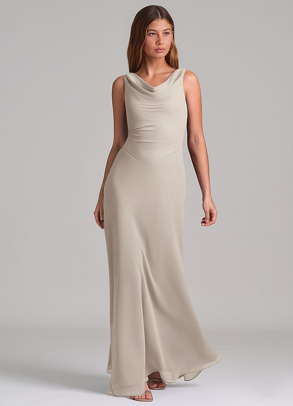 Azazie Nerine Brudtärneklänningar Klä av A-Linje i Chiffong Plisserad Frost image1