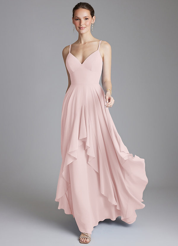 Azazie Zaina Brautjungfernkleider A-Linie Chiffon Kleid Zartrosa image1