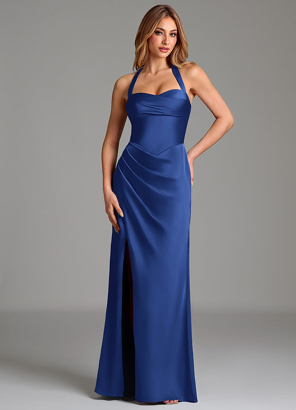 Azazie Serenity Brautjungfernkleider Meerjungfrau-Linie Herzausschnitt Stretch-Satin Kleid Königsblau image1