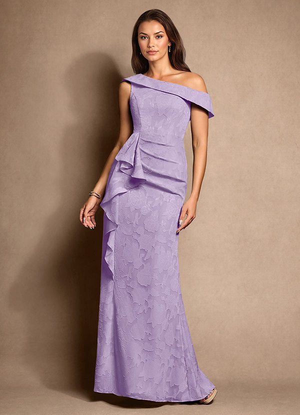 Azazie Hamptons Brautmutterkleider A-Linie Plissee Blumen-Burnout Kleid Flieder image1