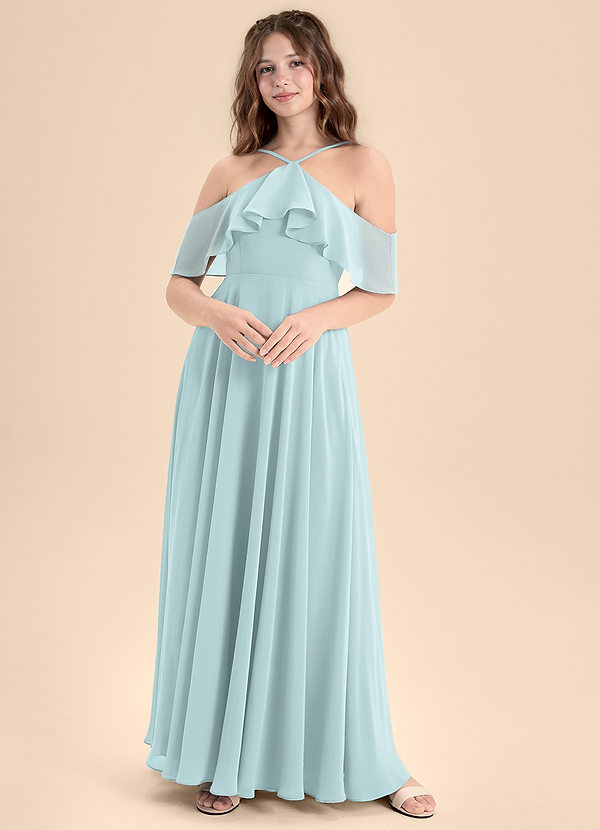 Azazie Tessabelle Junior Vestido de Neblina de Gasa de Corte En A con Vestidos sin tirantes image1