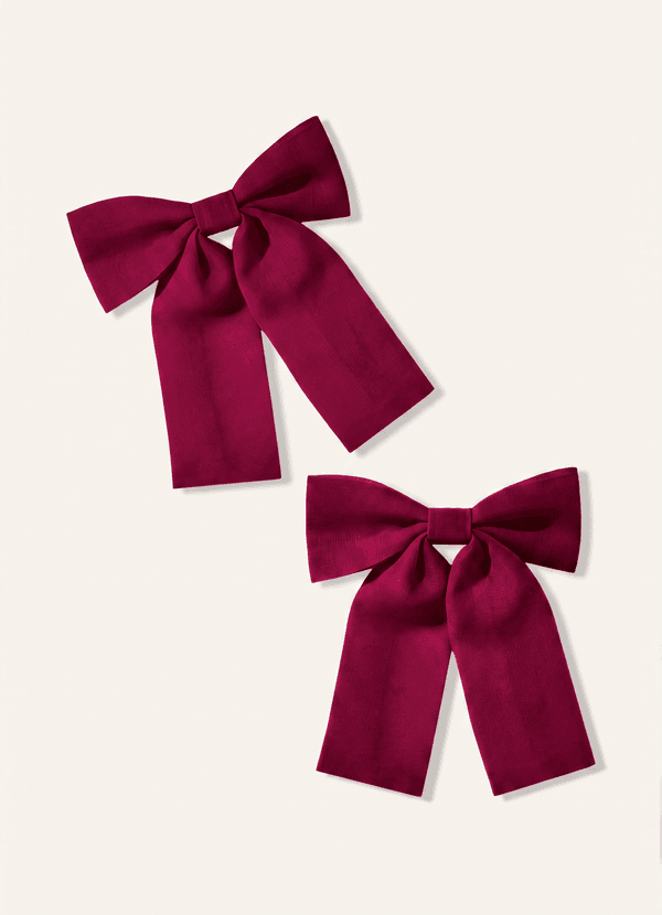 front Girls Chiffon Bow Hair Clip (Pack of 2)