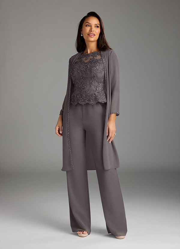 Azazie Florida Mother of the Bride Dresses Steel Grey Jumpsuit/Pantsuit Sequins Chiffon Dress image1