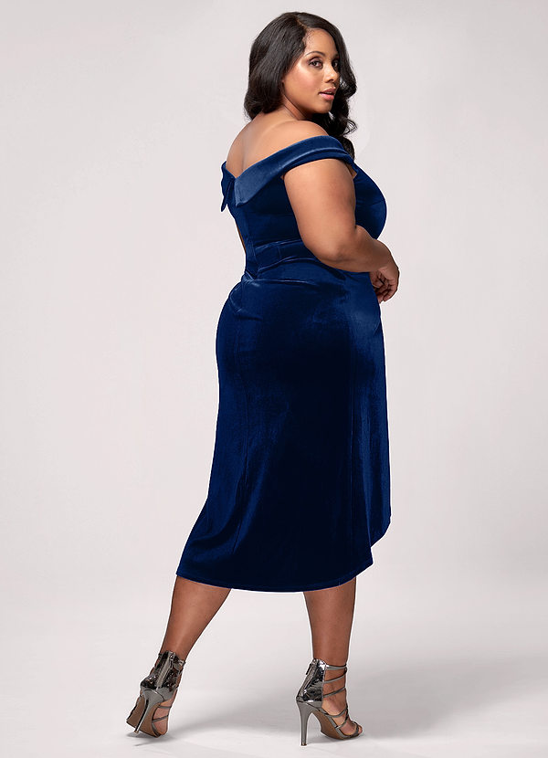 navy blue velvet evening dress