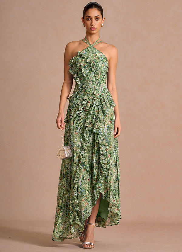 Hatsu Green Floral Maxi Dress image1