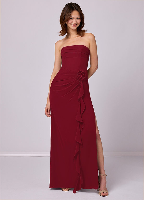 Barbie ♥ Azazie Bridesmaid Dresses Burgundy Sheath Strapless Chiffon Convertible Dress image1