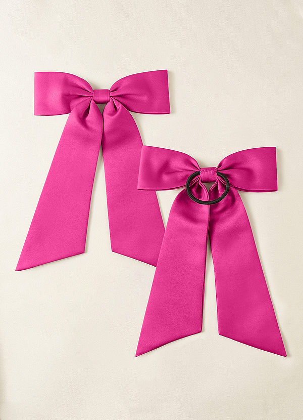 front Matching Color Matte Satin Bow Hair Tie Set