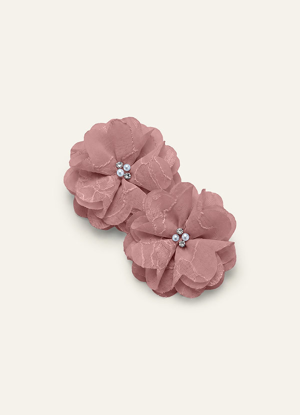 front Four-Piece Matching Color Floral Burnout Hair Clip Set