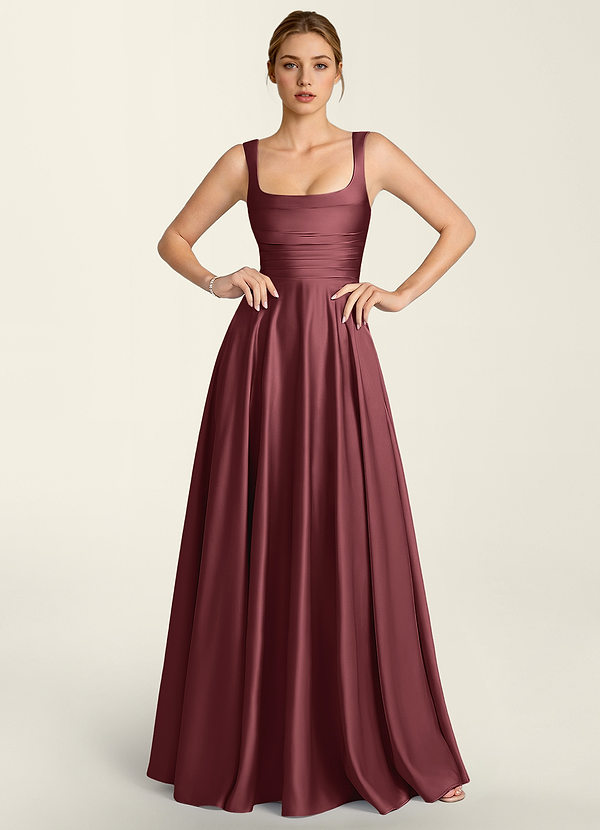 Margot Merlot Satin Corset A-line Dress image1