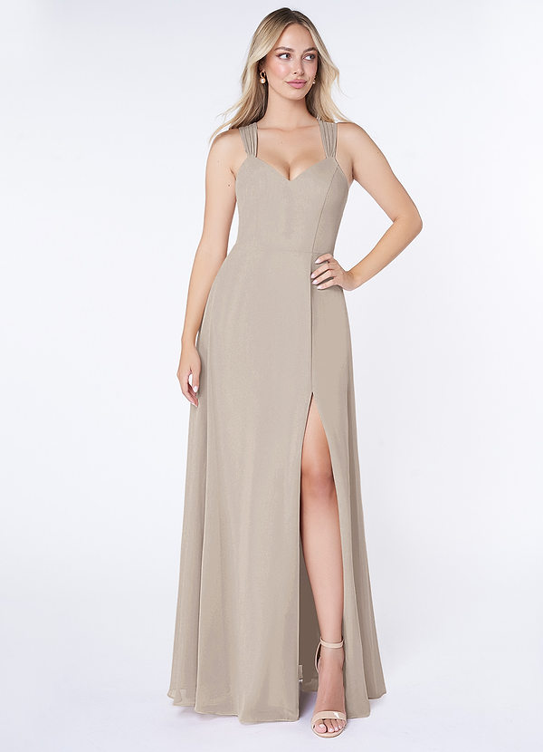 Azazie Jane Bridesmaid Dresses Frost A-Line V-Neck Pleated Chiffon Dress image1