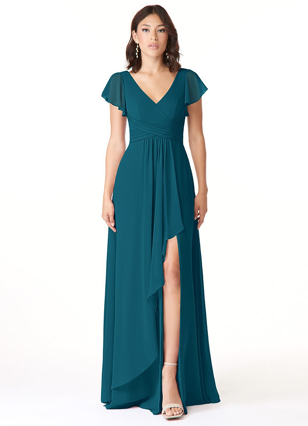 Azazie Omari Bridesmaid Dresses Ink Blue A-Line Chiffon Dress image1