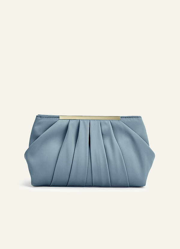 front Clutch plisado de satén elástico de color a juego