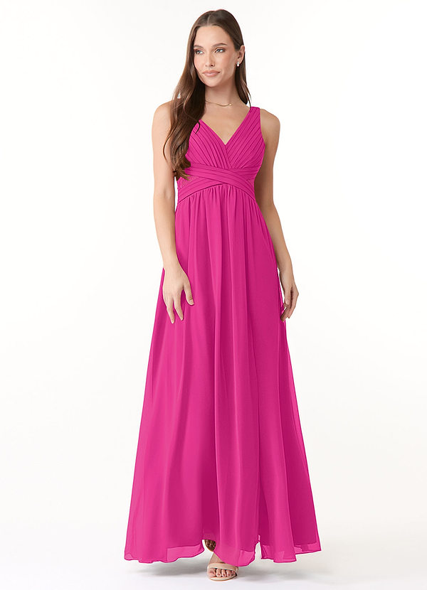 Azazie Genelle Bridesmaid Dresses A-Line Lace Chiffon Floor-Length Dress image1