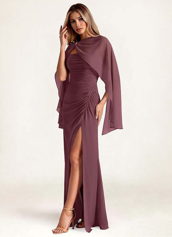 front Azazie Matching Chiffon Cape with Metal Ring Clasp
