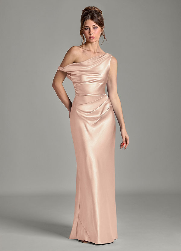 Emerson Bridesmaid Dresses English Rose Mermaid Off the Shoulder Metallic Satin Dress image1