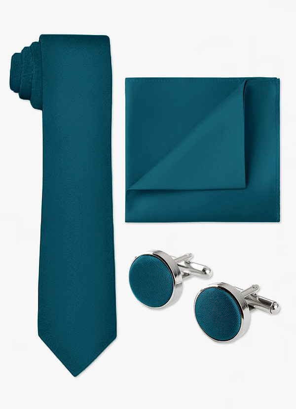 front Matching Skinny Tie & Pocket Square & Cuff Links Set