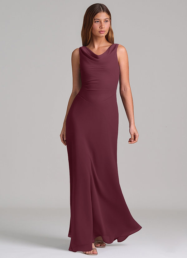 Azazie Nerine Brudtärneklänningar Klä av A-Linje i Chiffong Plisserad Cabernet image1