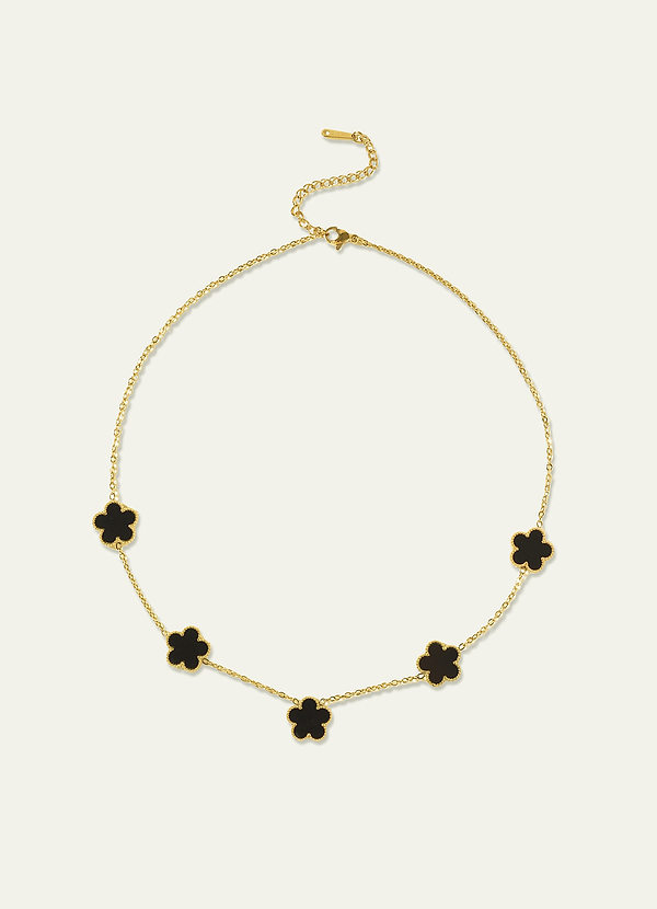 front 18K guldpläterat rostfritt stål halsband med femklöverberlock