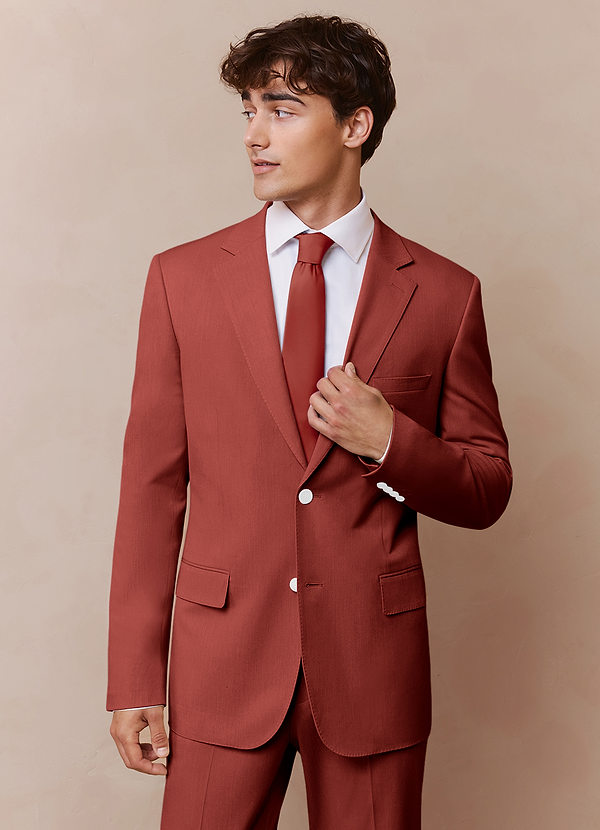 front James Terracotta Structured Stretch Suit Jacket