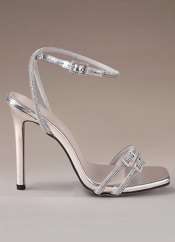 front Crystal-Embellished Wrap Stiletto Heel Sandals