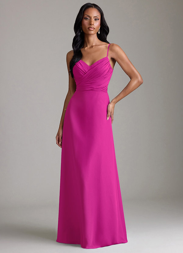 Azazie Kali Bridesmaid Dresses Fuchsia A-Line Pleated Chiffon Dress image1