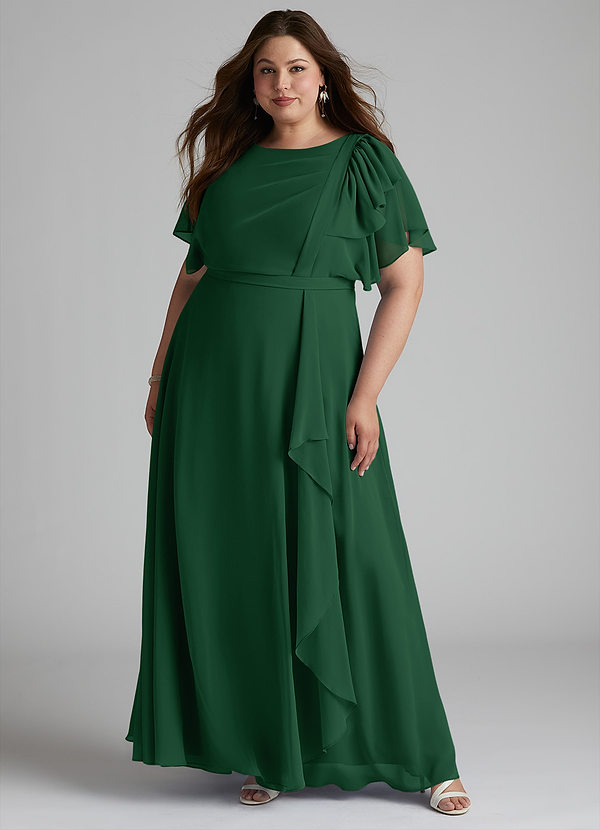 Azazie Aaliyah Modest Klänningar Klänning A-Line Utsvängd Golvlängd Chiffong image1