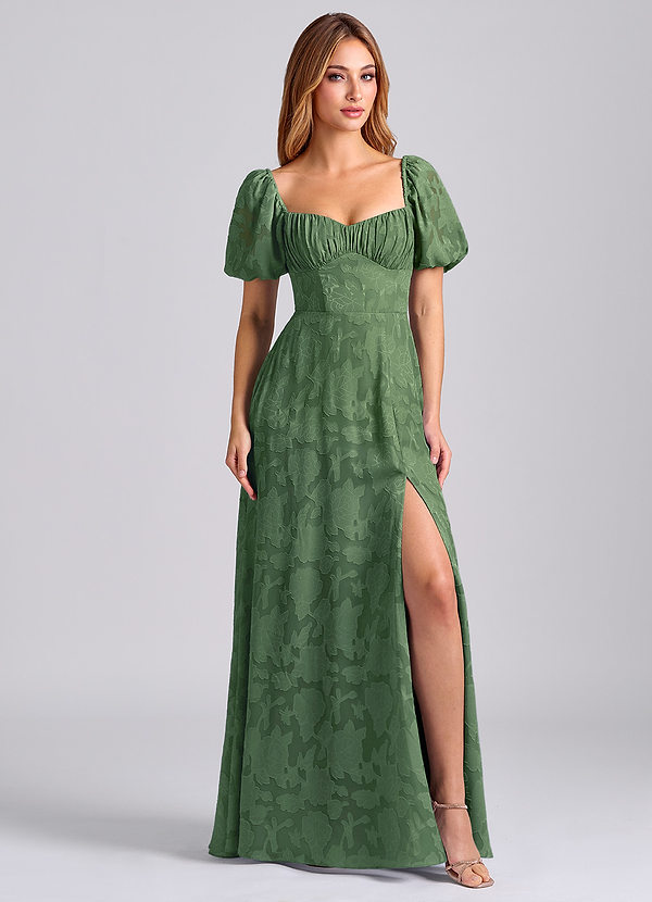 Azazie Mirian Bruidsmeisjes Jurken Jurk van Bloemen Burn-out met A-Lijn Sweetheart Halslijn Eucalyptus image1