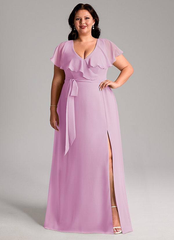 Azazie Lainey Bridesmaid Dresses Candy Pink A-Line with Pockets Chiffon Dress image1
