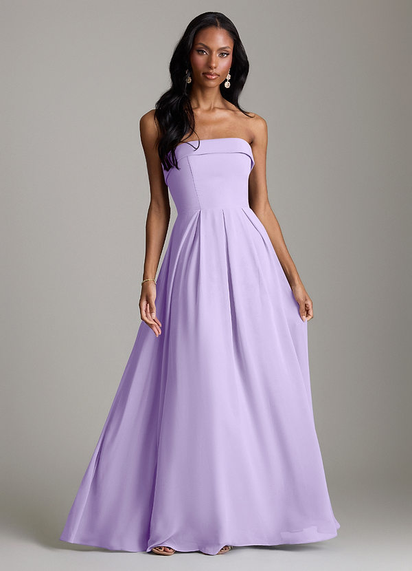 Azazie Lucienne Bridesmaid Dresses Lilac A-Line Strapless Chiffon Convertible Dress image1