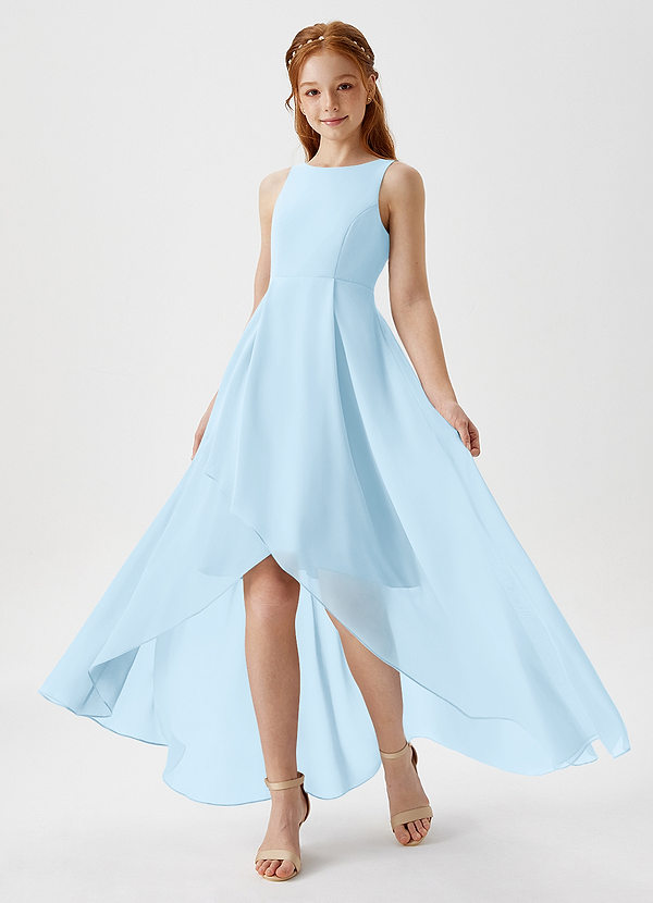 Azazie Lizette Junior Sky Blue A-Line Pleated Chiffon Dress image1