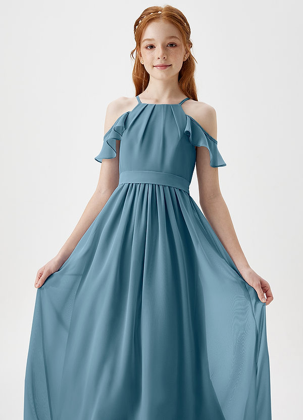 Azazie Chaya Junior Bermuda A-Line Off the Shoulder Chiffon Dress image1