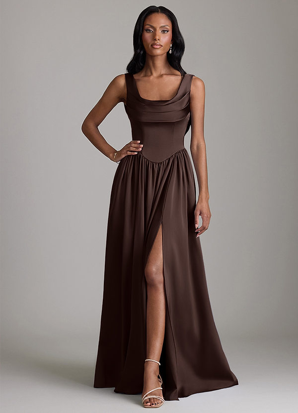 Novi Bridesmaid Dresses Ganache A-Line with Pockets Stretch Satin Dress image1