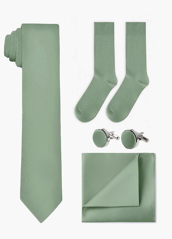 front Matching Wide Tie & Pocket Square & Cuff Links & Socks Set