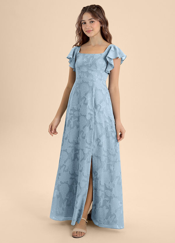 Azazie Bondi Junior Robe Trapèze en Blumen-Burnout Arc Bleu Ciel image1