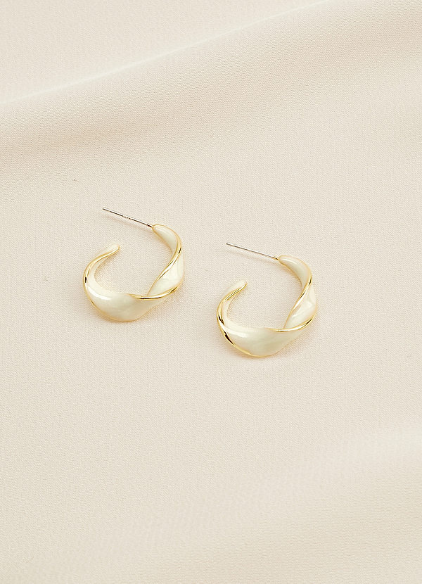 front Acrylic And Gold Accent Twist Hoop Earrings