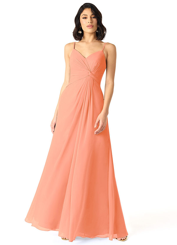 Azazie Aubrielle Bridesmaid Dresses Sunset A-Line Pleated Chiffon Dress image1