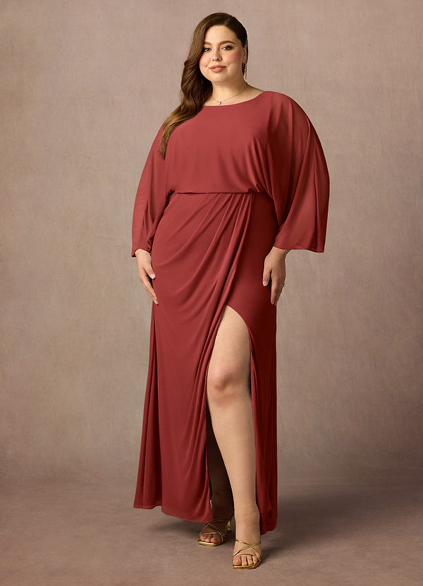 Azazie Ysabella Brautmutterkleider Meerjungfrau-Linie Plissee Gittergewebe Kleid Rost image1