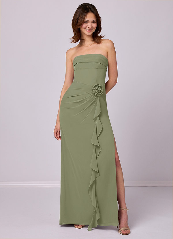 Barbie ♥ Azazie Bridesmaid Dresses Pistachio Sheath Strapless Chiffon Convertible Dress image1