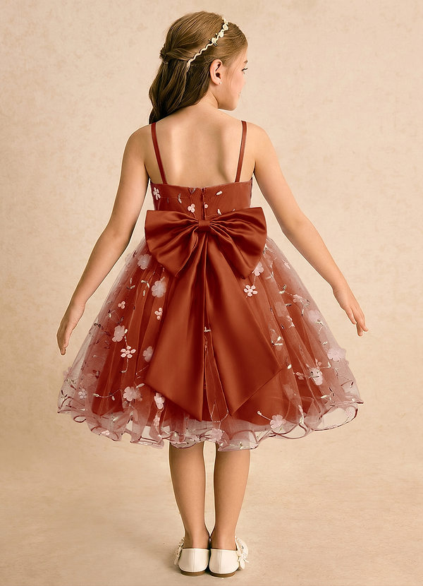Azazie Junebug Flower Girl Dresses Paprika Ball-Gown Spaghetti Strap Tulle Dress image1