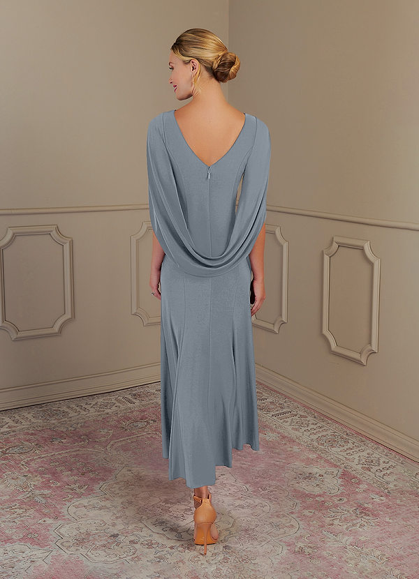 Azazie Bellona Mother of the Bride Dresses Sheath Boatneck Luxe Knit Ballerina Length Dress image2