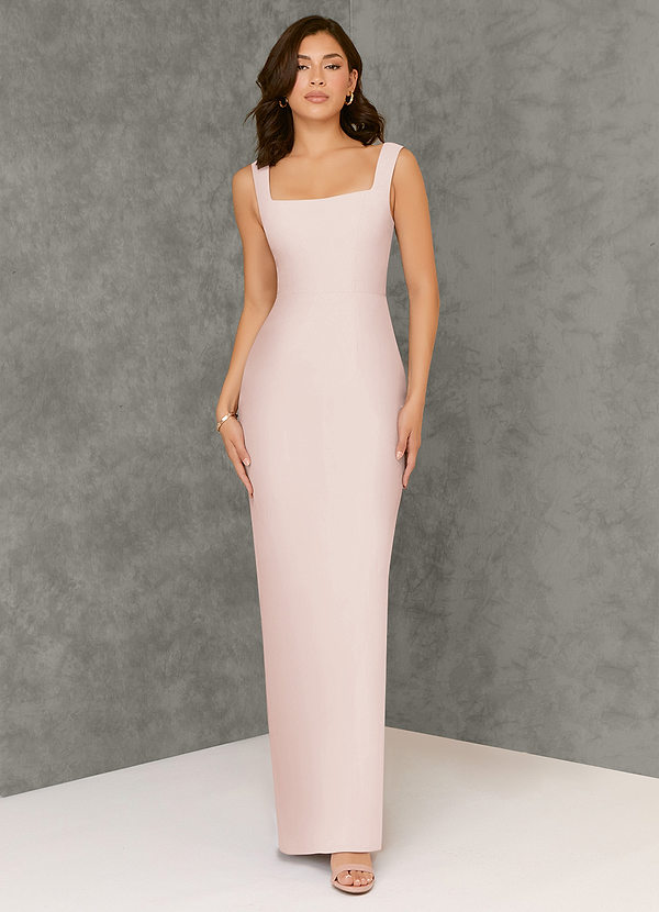 Azazie Flori Bridesmaid Dresses Rose Petal Sheath Square Neckline Chiffon Dress image1