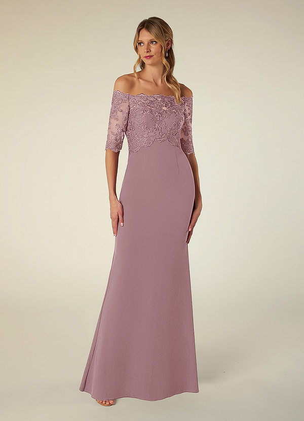 Azazie Jette Mother of the Brides Dresses Dusty Rose Mermaid Off the Shoulder Lace Dress image1