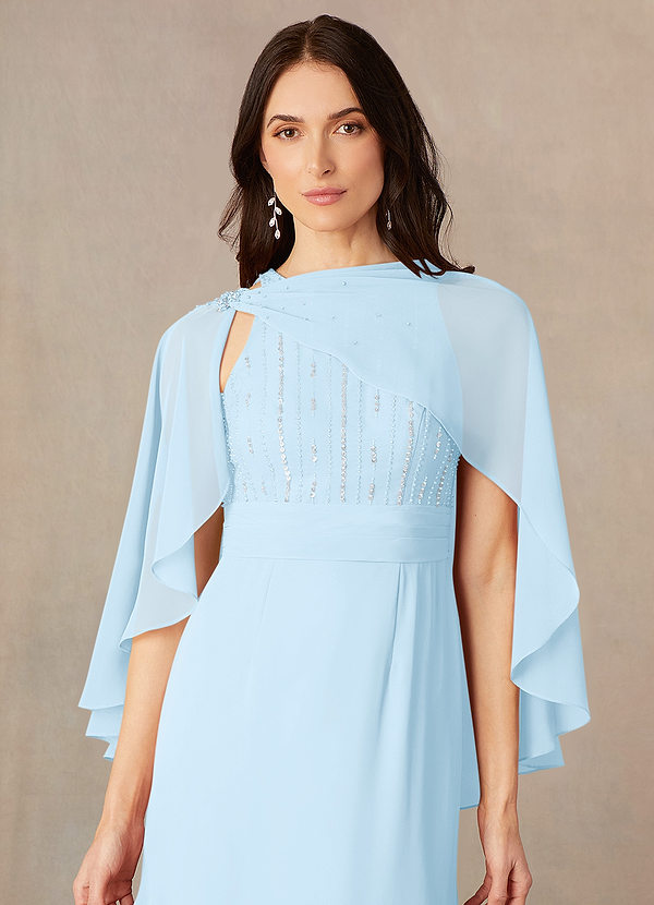 front Azazie Matching Color Chiffon Asymmetrical Wrap