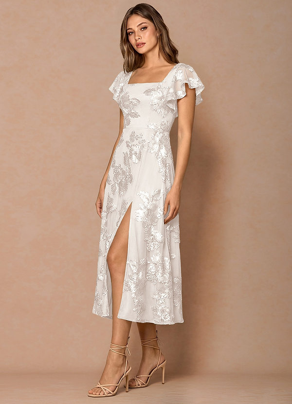 Talia Cloud White Midi Dress | Azazie