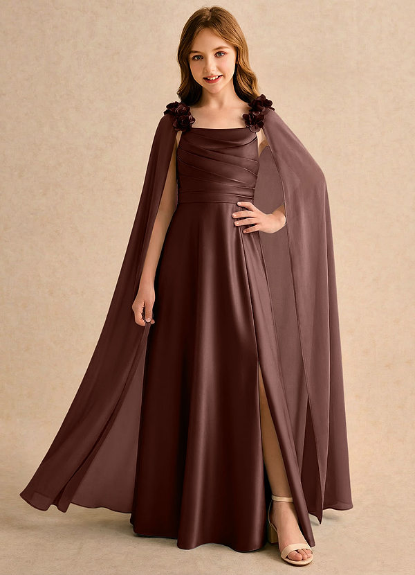 Azazie Rosita Girls Formal Klänningar för brudeflicka Klä A-Line i Stretch Satin Plisserad image1