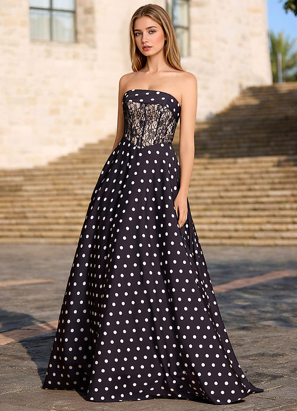 Anya Noir Blanc Robe de bal trapèze Corse image1