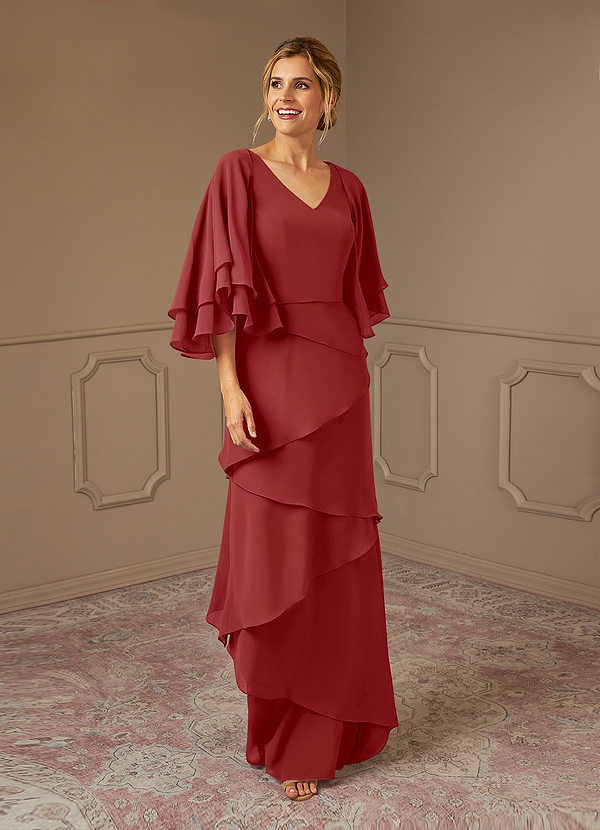 Azazie OHara Abiti da Mamma Sposa Abito A-Line in Chiffon con Scollo a V Ruggine image1
