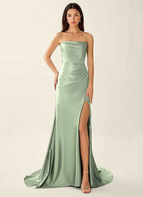 Philomena Mint Green Corset Stretch Satin Mermaid Prom Dress image1