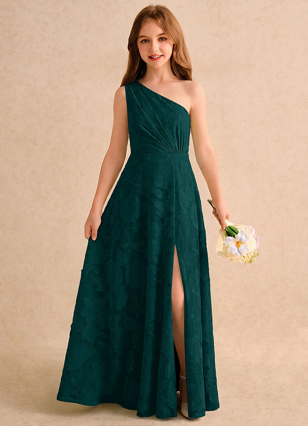 Azazie Pudles Girls Formal Sukienki dla Dziewczynki Sypiącej Kwiaty Litera A Na jedno ramię Kwiatowe wypalenie Do podłogi Sukienka image1